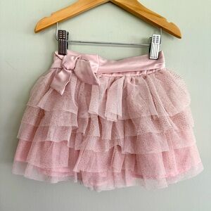 🩰 EPIC THREADS Light Pink Gold Glitter Satin Bow Tulle Tier Skirt